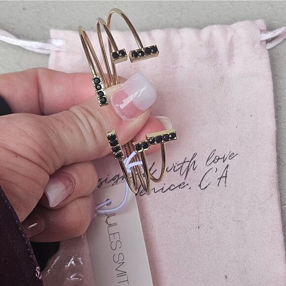 Pave Cuff bracelets 14K Gold & Black by Jules Smith Designs Venice Beach CA NEW - Picture 4 of 12